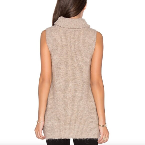 JOIE Arne Sleeveless Sweater Tan Brown Fuzzy Chunky Knit ALPACA Blend Pullover - Picture 4 of 13